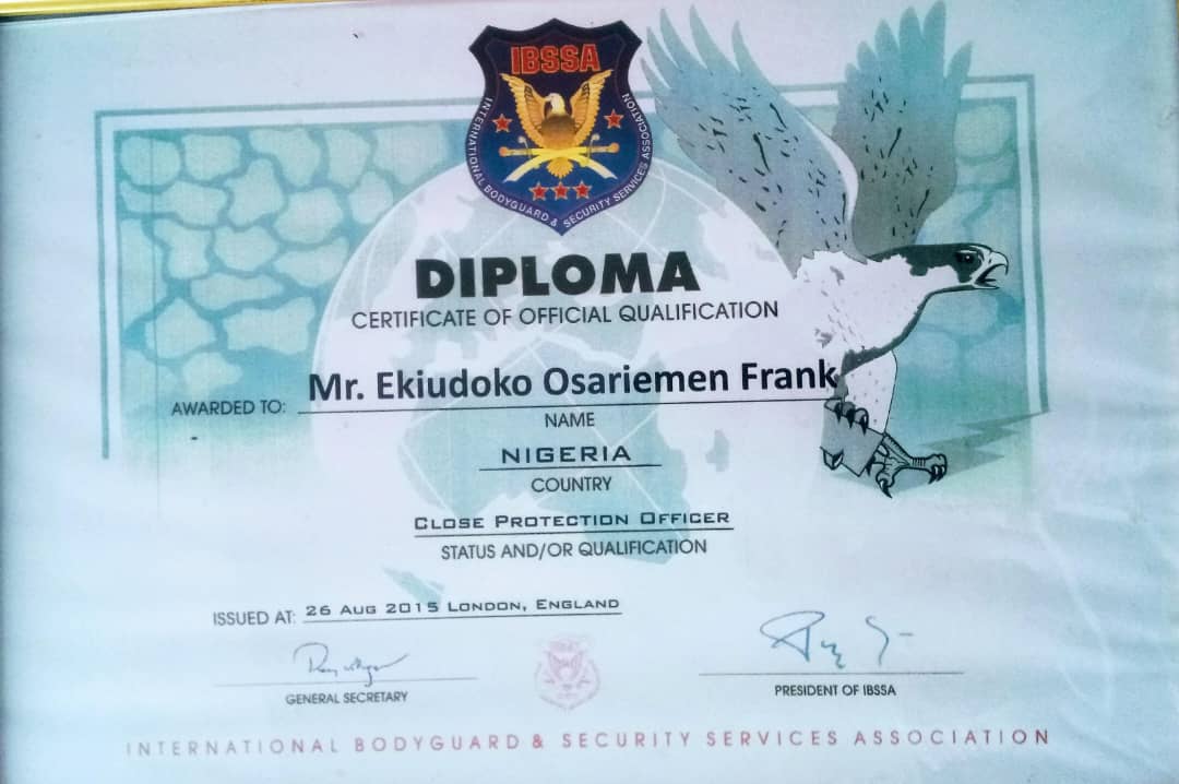 IBSSA Diploma, Close Protection Officer